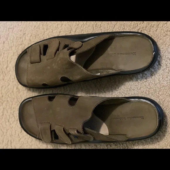 Hammacher Schlemmer Leather Sandal Men\'s Brown Slip on Size 46 US 11.5 - 12 Hammacher Schlemmer | Shoes | Hammacher Schlemmer Gentlemens  main image 4